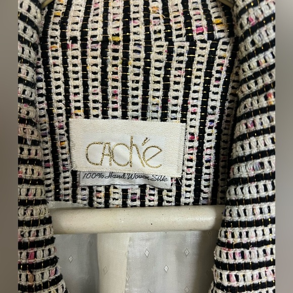 VTG 100% handwoven silk Striped Women's Blazer large - Picture 3 of 9